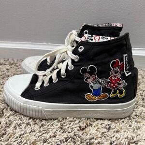 Vintage Unlimited Disney Mickey Minnie Mouse Black High Top Sneakers Size 5